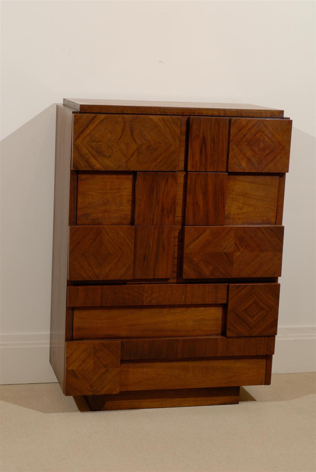 Wood Brutalist Five-Drawer Chest by Lane Furniture