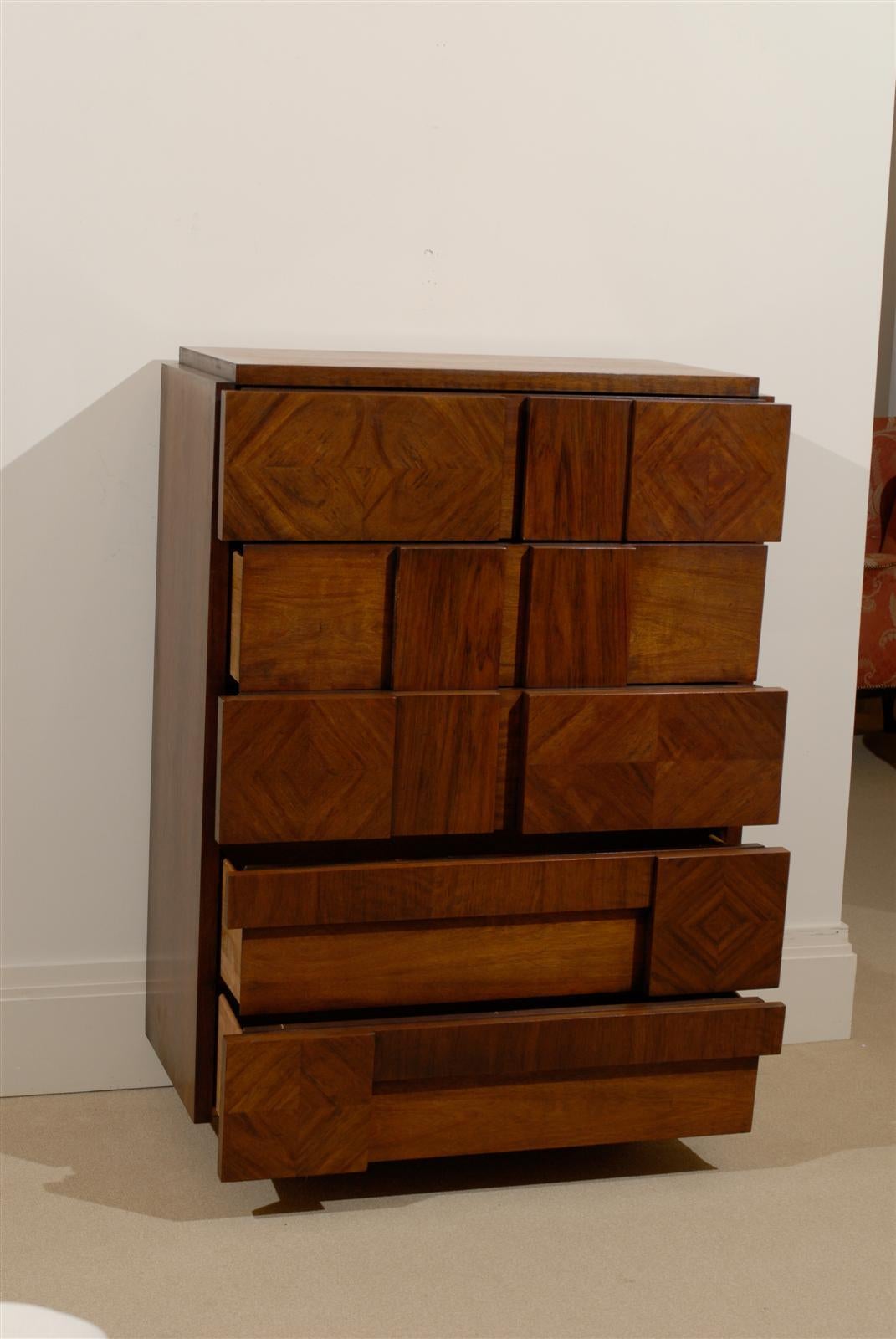 Brutalist Five-Drawer Chest by Lane Furniture In Excellent Condition In Atlanta, GA