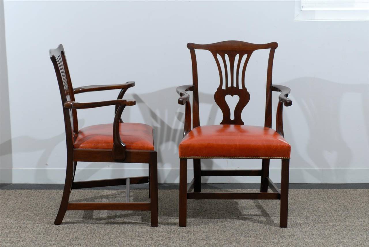 Working Pair of Chippendale Armchairs in Mahogany In Excellent Condition In Atlanta, GA