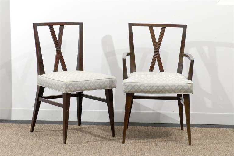 A Rare set of six ( 6 ) dining chairs by Tommi Parzinger for Charak, circa 1950. This iconic 