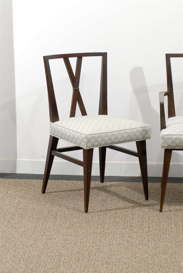 Wood Exquisite Set of Six ( 6 ) Dining Chairs by Tommi Parzinger for Charak