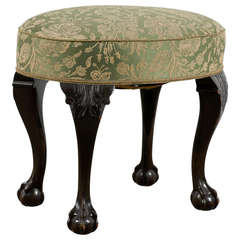 Antique Beautiful Oval Ball & Claw Foot Chippendale Style Mahogany Bench, Beautiful Mellow Color
