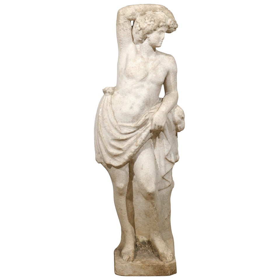 Neoclassical Garden Statue in Marble For Sale