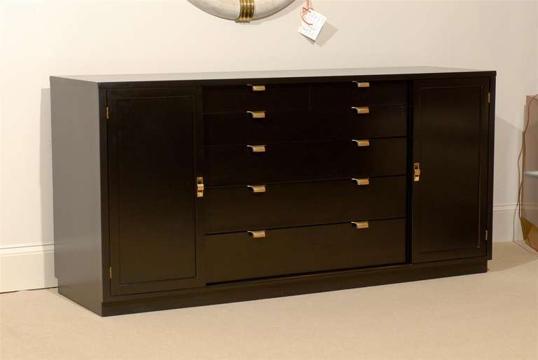 Mid-20th Century Stunning Edward Wormely Chest/Buffet/Credenza in Black Lacquer For Sale