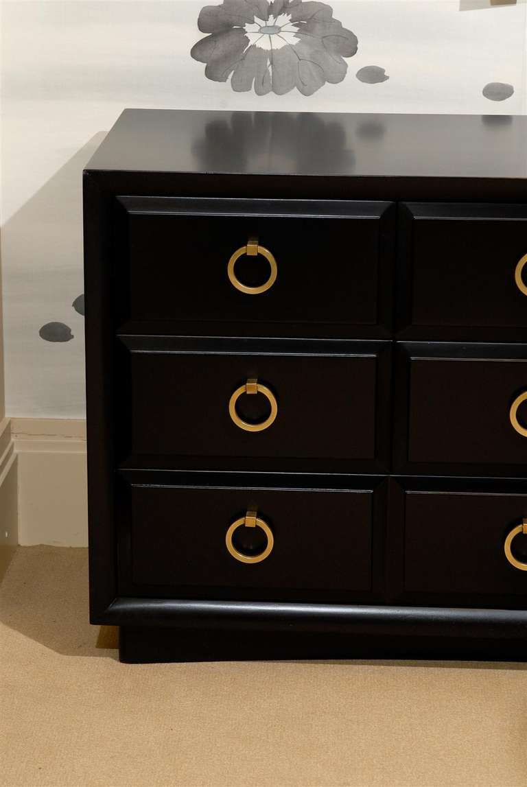 Exceptional Chest/Buffet by Robsjohn-Gibbings for Widdicomb in Black Lacquer In Excellent Condition In Atlanta, GA