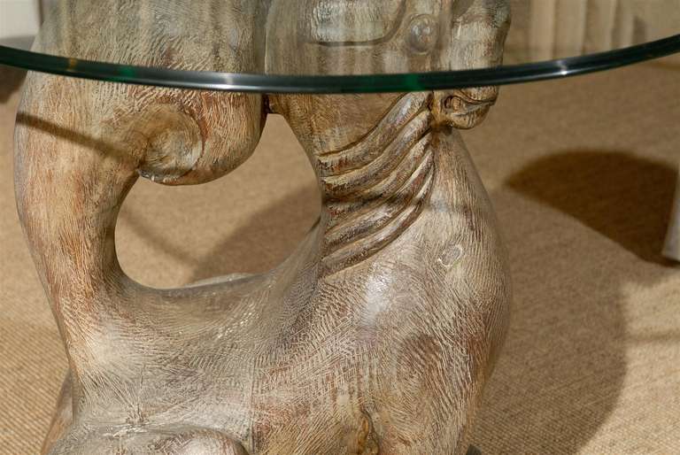 Paire spectaculaire de tables en forme de chien Foo sculptées à la main par Sarreid Ltd en vente 2