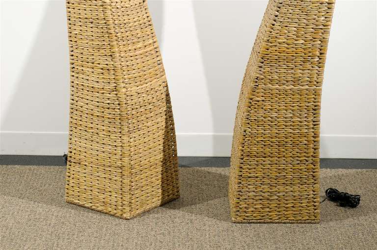 Fantastic Pair of Giant Raffia Floor Lamps 3