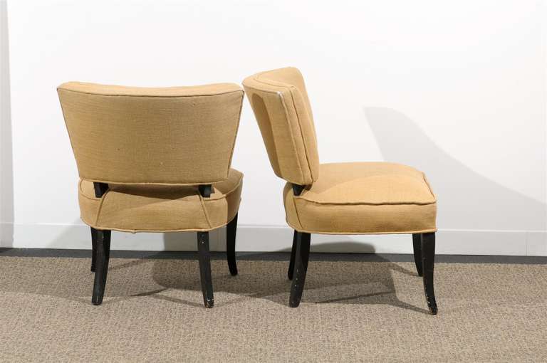 Mid-20th Century Pair of Vintage Slipper Chairs circa 1950s