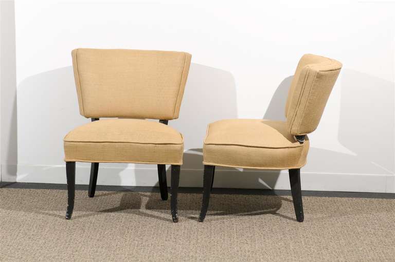 American Pair of Vintage Slipper Chairs circa 1950s