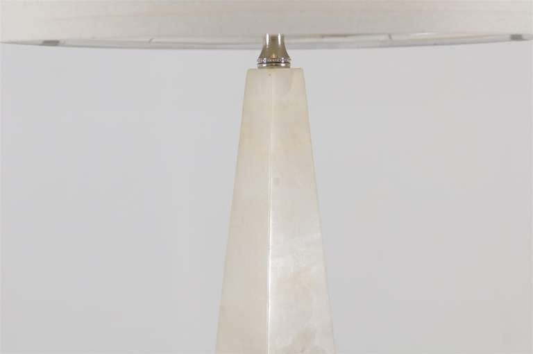 Elegant Pair of Vintage Marble Obelisk Lamps 2