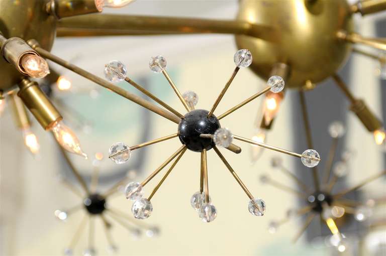 Contemporary Pair of Custom Designed Mid Century Style Chandeliers