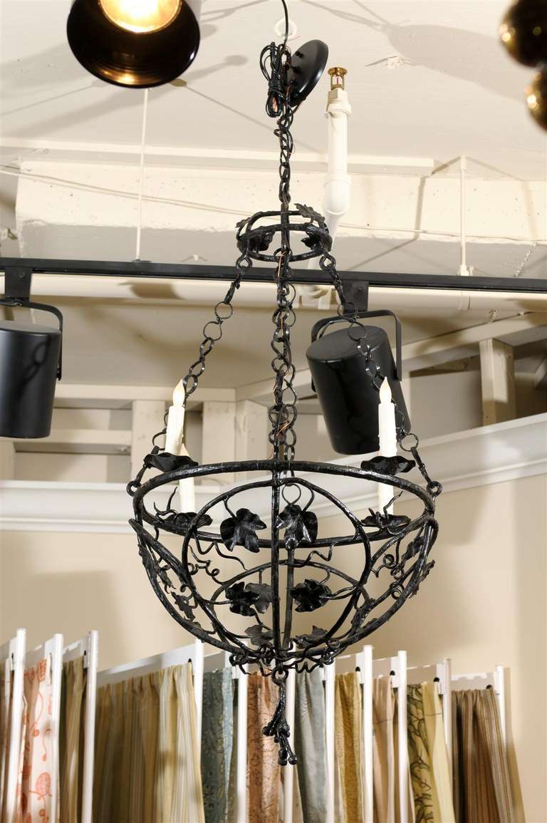Iron Chandelier with Four Lights For Sale 1