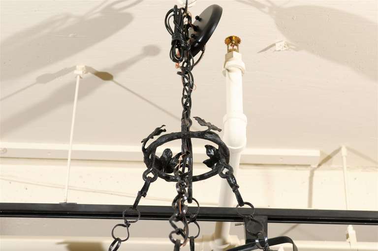 Iron Chandelier with Four Lights For Sale 2