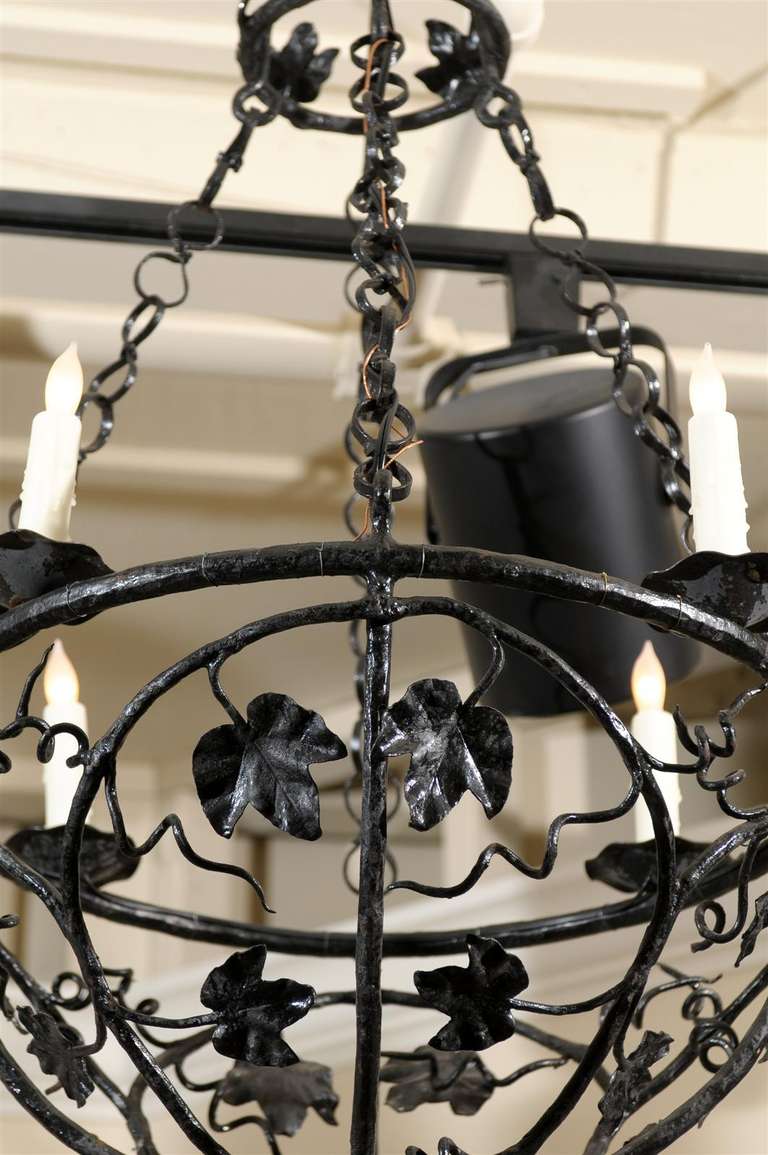 Iron Chandelier with Four Lights In Excellent Condition For Sale In Atlanta, GA