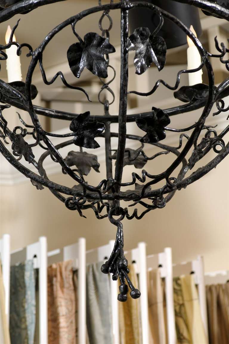 20th Century Iron Chandelier with Four Lights For Sale