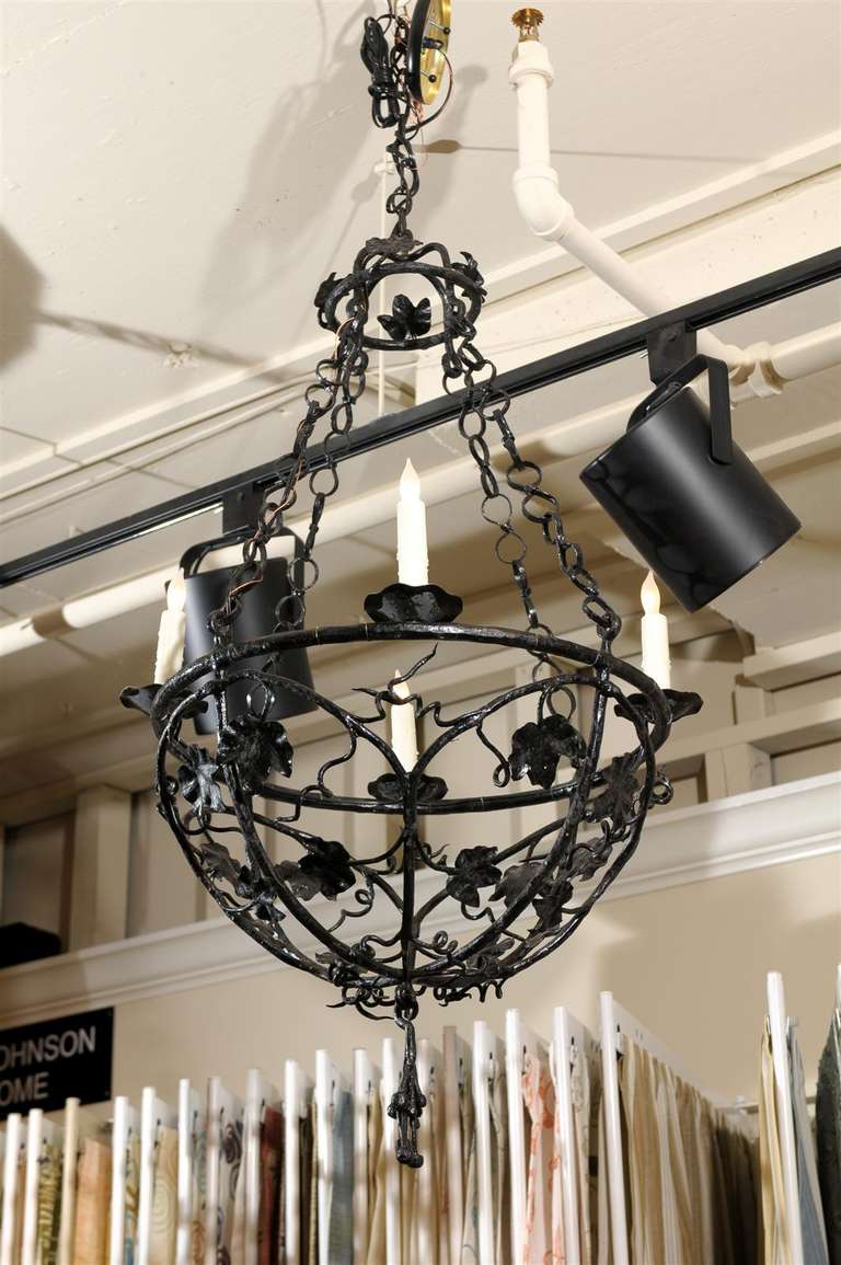 Iron Chandelier with Four Lights For Sale 3