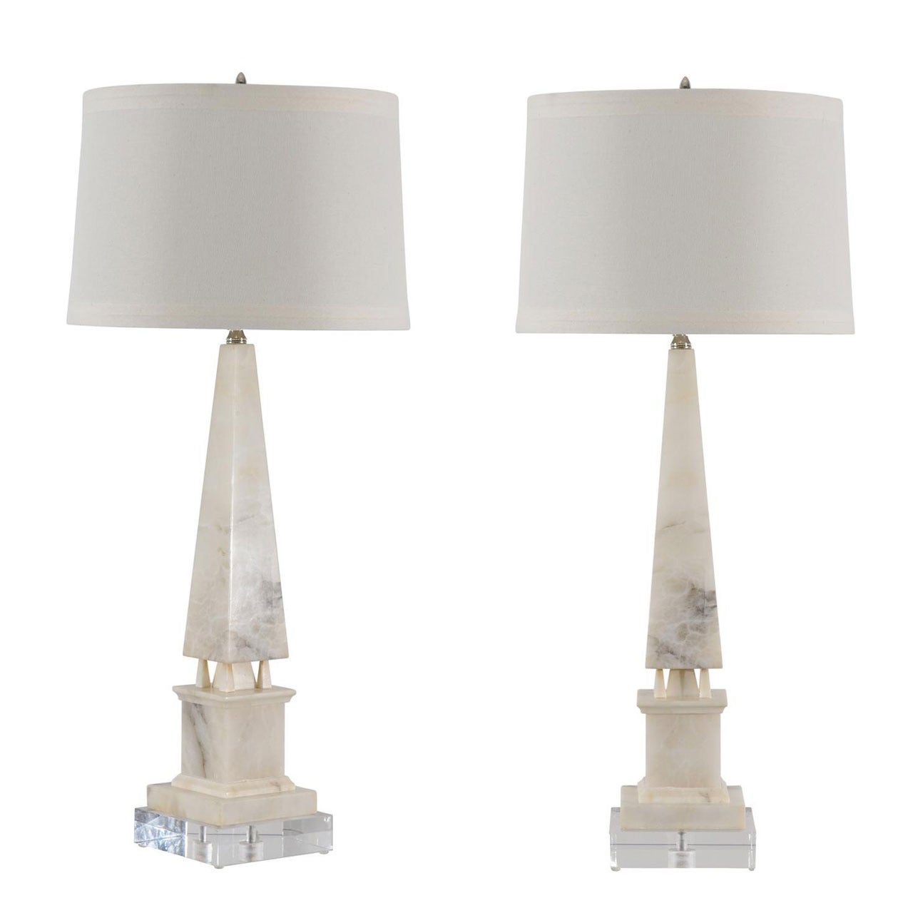 Elegant Pair of Vintage Marble Obelisk Lamps