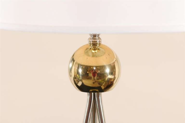 Mid-20th Century Stunning Pair of Sputnik Lamps in Nickel and Brass
