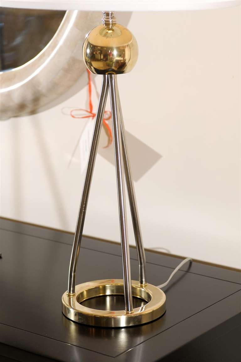 Stunning Pair of Sputnik Lamps in Nickel and Brass 2