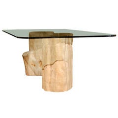 Dining Table with Antique Wood Tree Bases from Burma