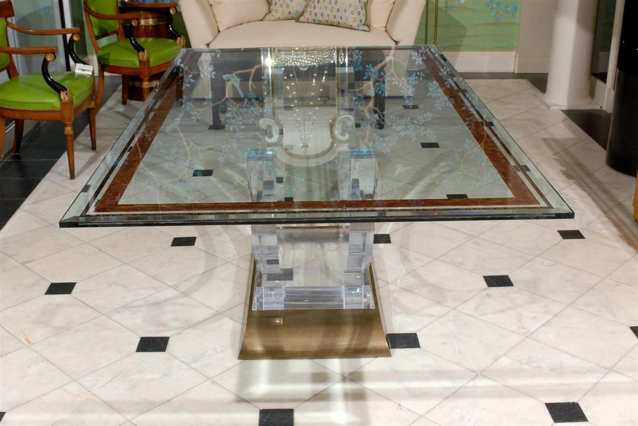 Mid-Century Modern Vintage Lucite Glass-Top Dining Table