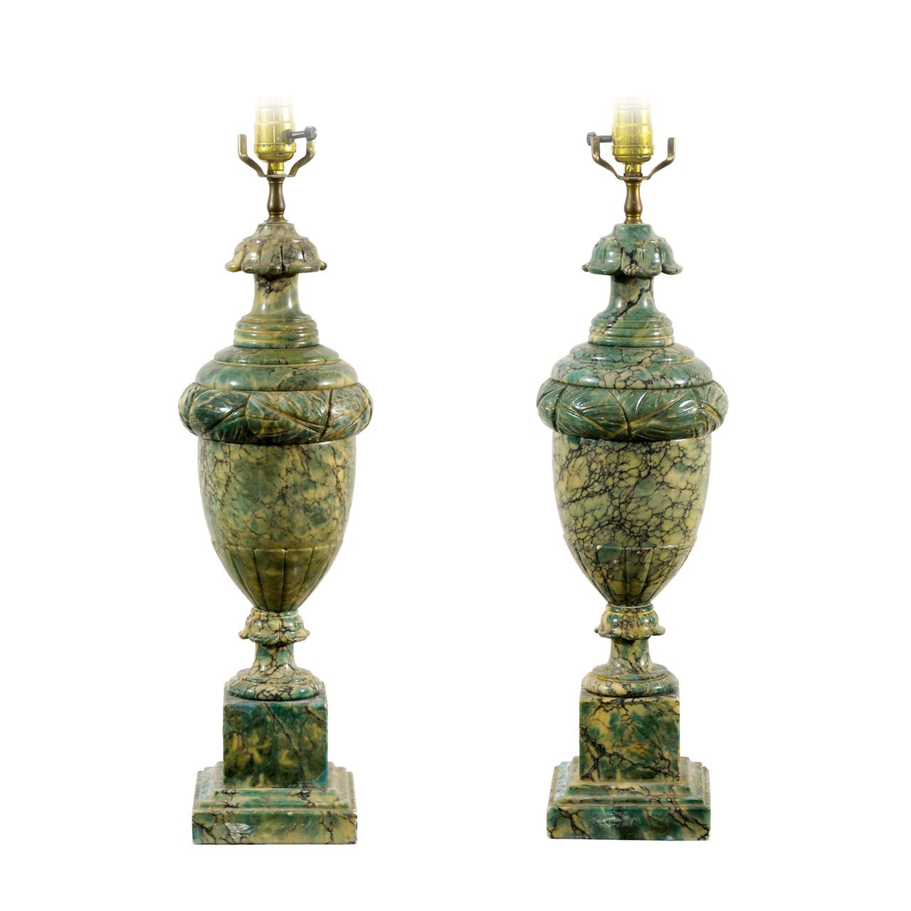 Pair of 20th Century Italian Marble Lamps