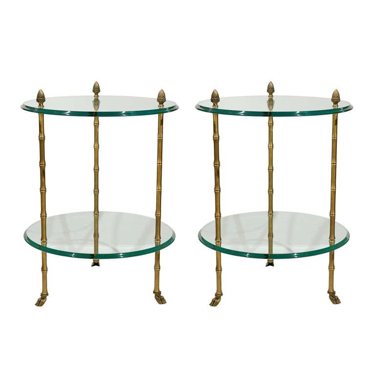 Pair of Directoire Style two tier glass side tables 3