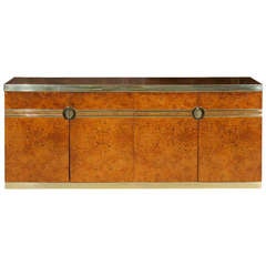 Beautiful Burl and Brass Buffet/Credenza by Pierre Cardin