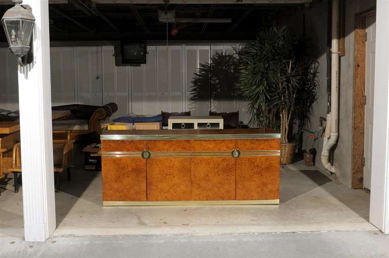 Mid-Century Modern Beautiful Burl and Brass Buffet/Credenza by Pierre Cardin