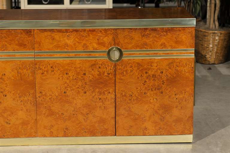 Beautiful Burl and Brass Buffet/Credenza by Pierre Cardin 2