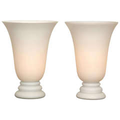 Fabulous Pair of Vintage Urn Torchieres in Opaque Glass