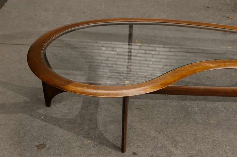 Mid-20th Century Stunning Walnut Amoeba Coffee Table by Lane