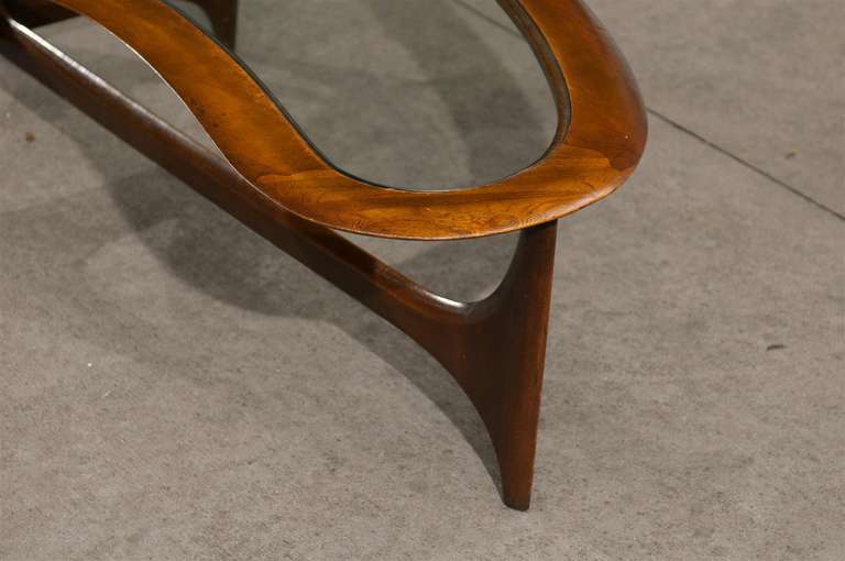 Stunning Walnut Amoeba Coffee Table by Lane 3