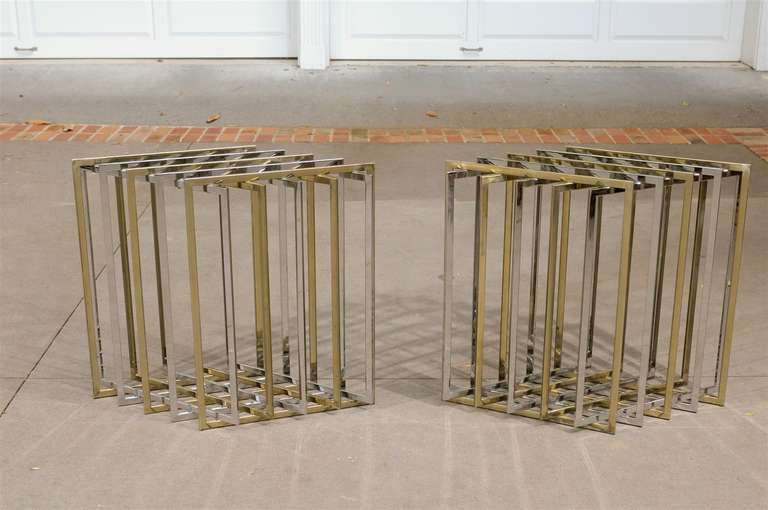 Mid-Century Modern Glamorous Pair of Dining Table or Console Bases by Pierre Cardin For Sale