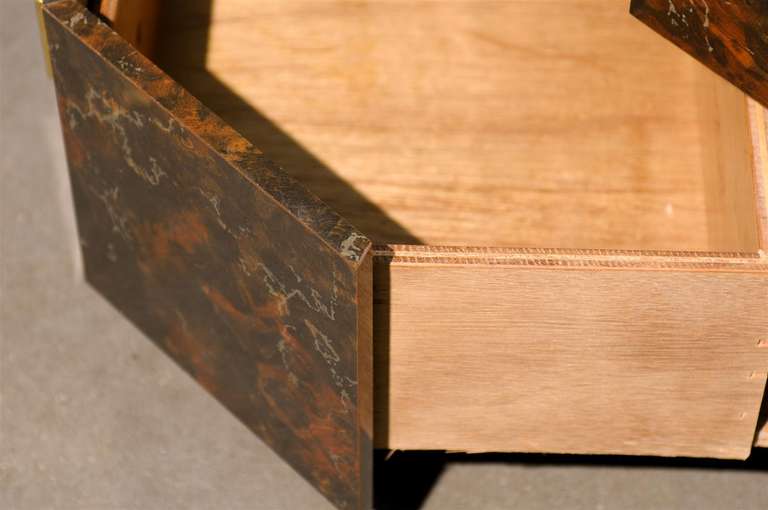 Wood Exquisite Pair of Octagonal Faux Tortoise Shell End Table/Night Stands