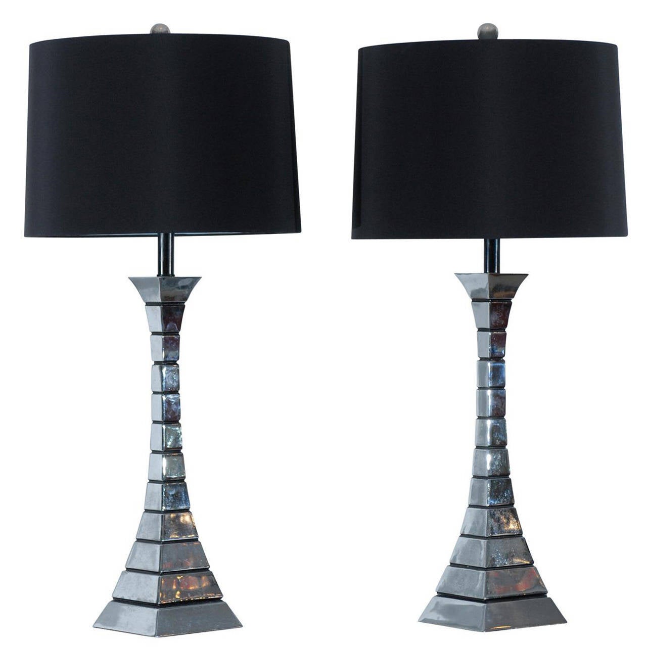Pair Mid Century Lamps in Chrome For Sale at 1stdibs