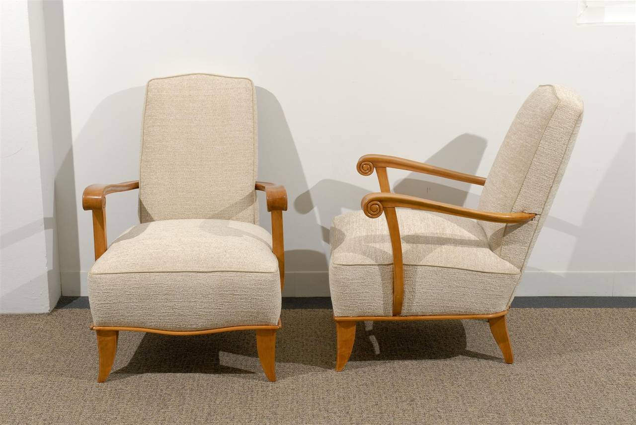 French Pair of 1940s Armchairs Origin France