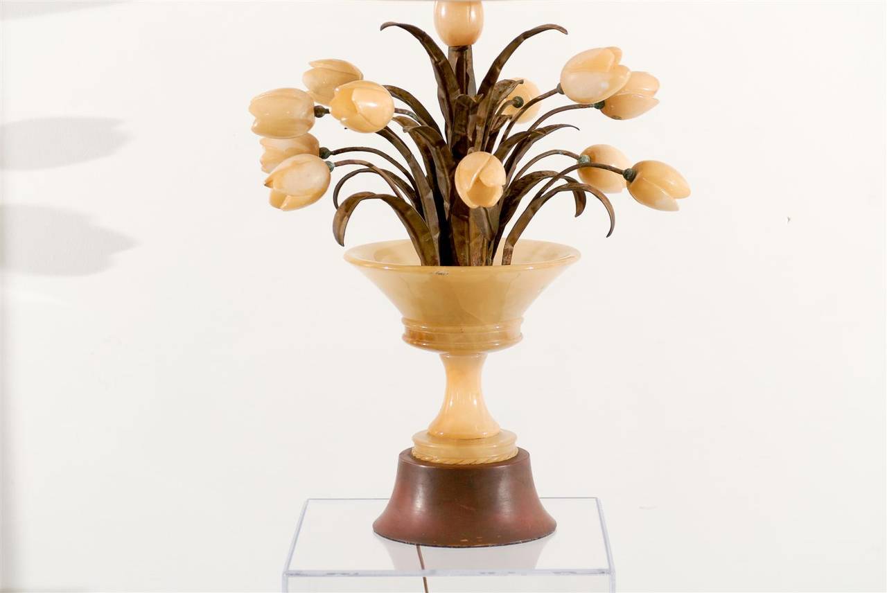 Alabaster Lamp with Tulips 2