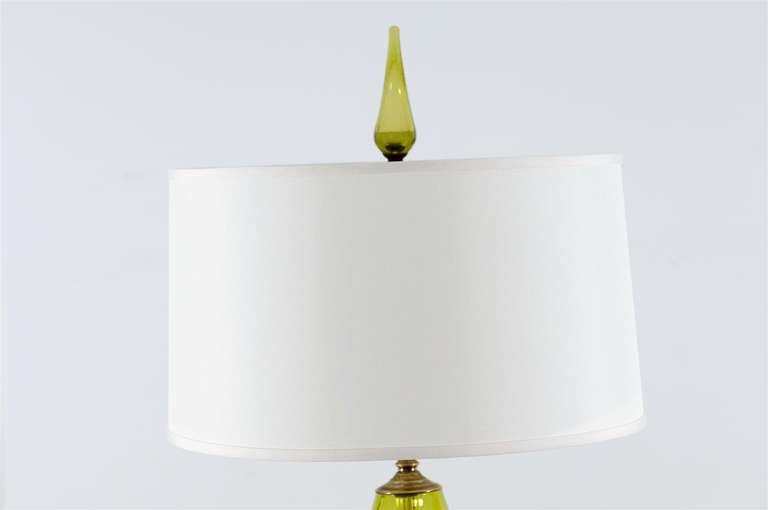 Fabulous Pair of Blenko Lamps in Lime 1