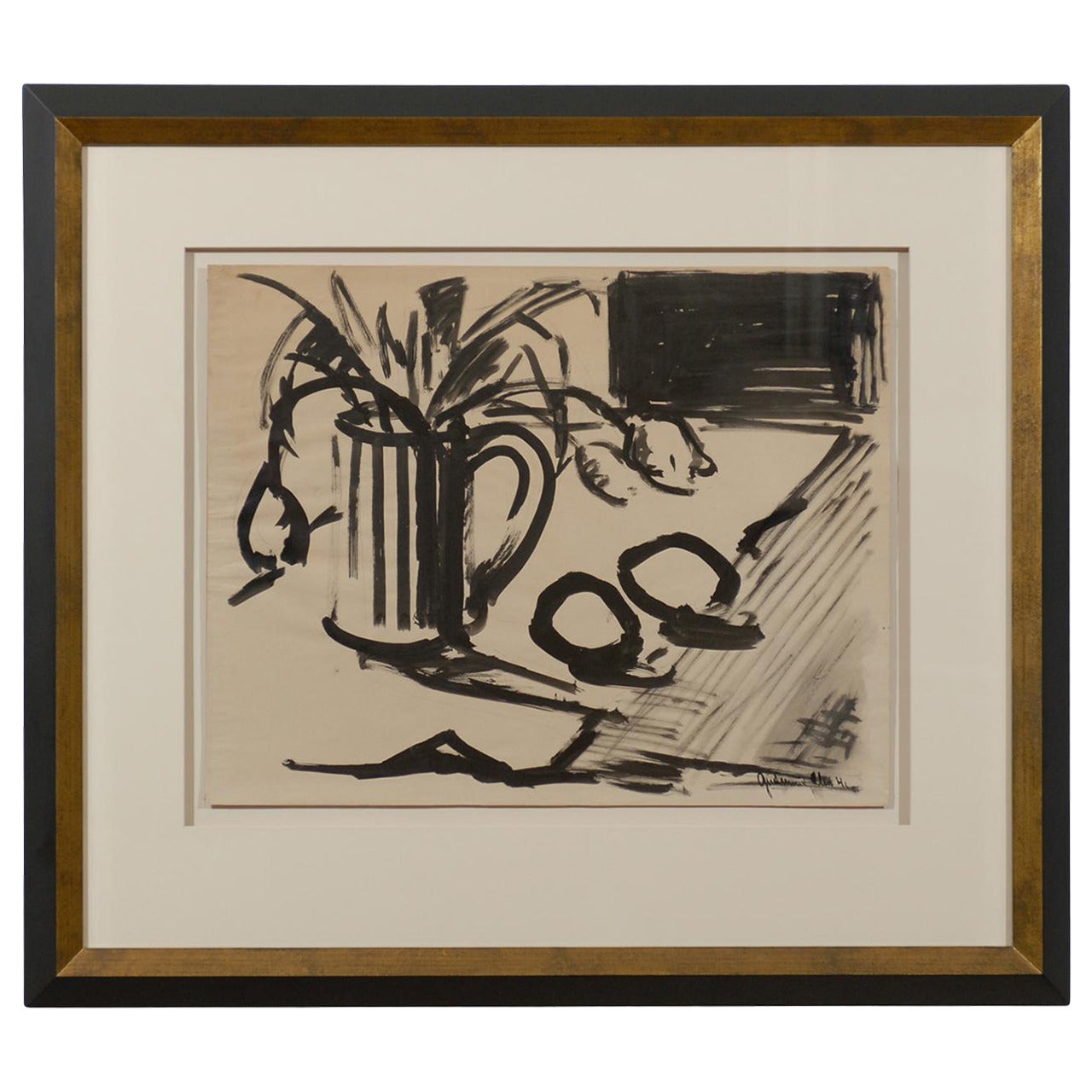 Gouache Still Life Painting, Signed and Dated 1941