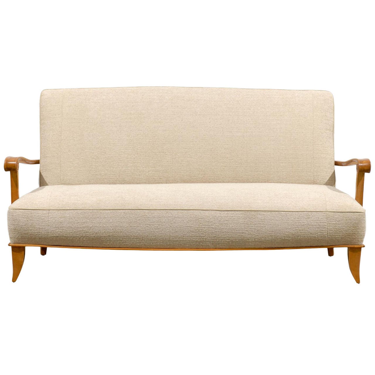 Open Arm French Settee/Canapé in Chenille Texture For Sale