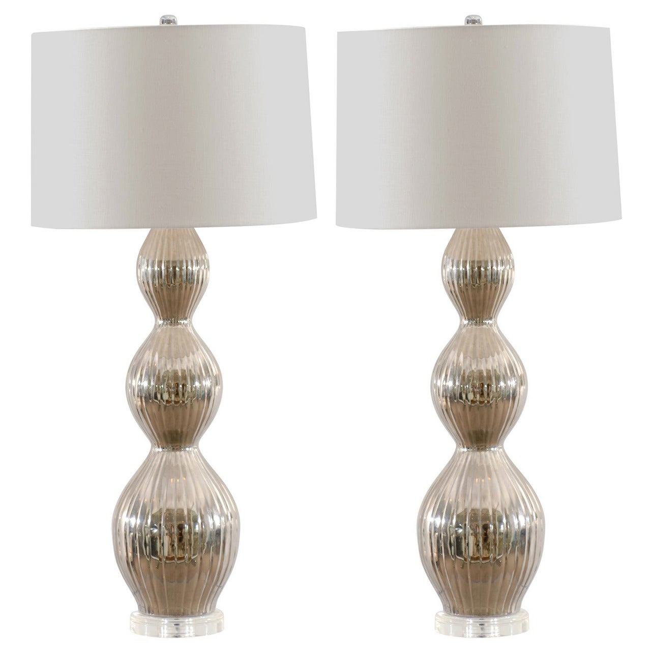 Pair of Mid-Century Lamps on Lucite Bases