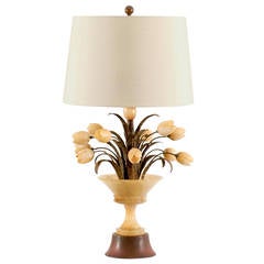 Alabaster Lamp with Tulips