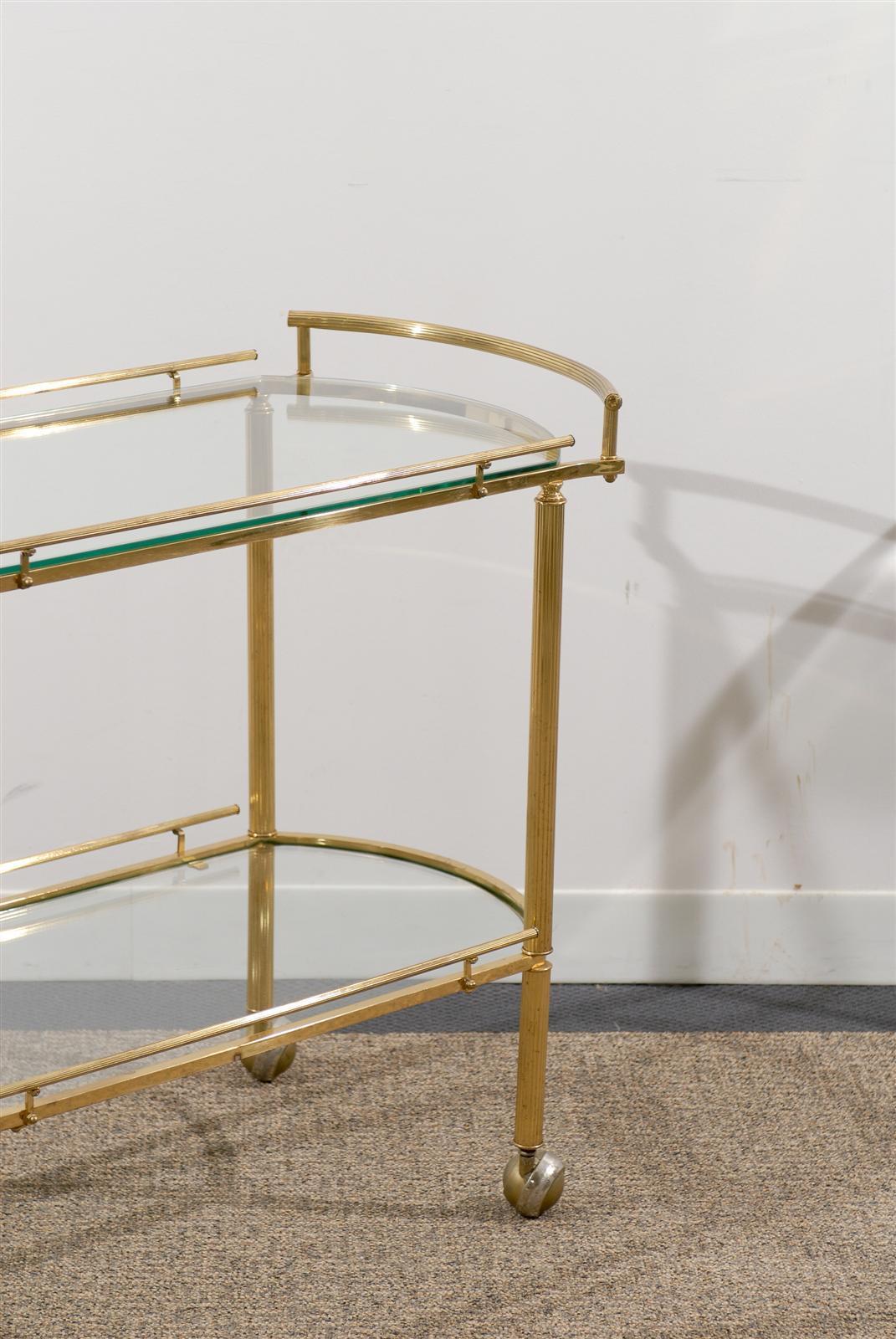 Late 20th Century Mid-Century Modern Brass and Glass Tea Cart or Bar For Sale