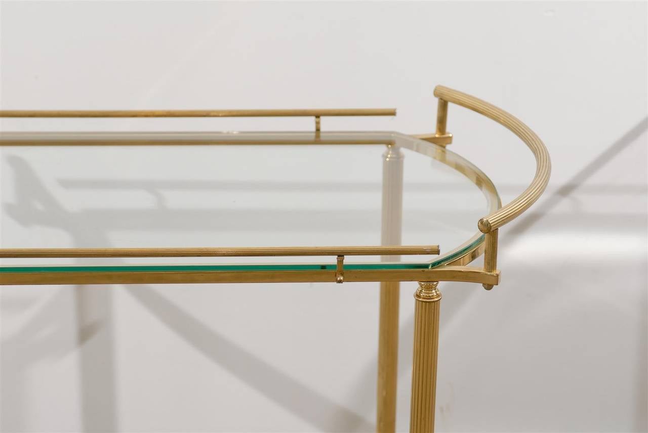 Mid-Century Modern Brass and Glass Tea Cart or Bar For Sale 4