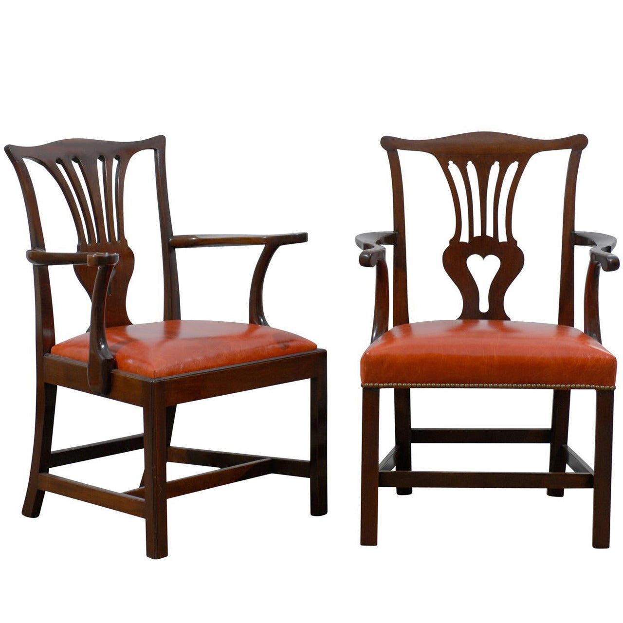 Working Pair of Chippendale Armchairs in Mahogany