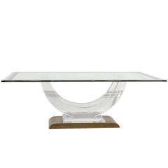 Vintage Lucite Glass-Top Dining Table