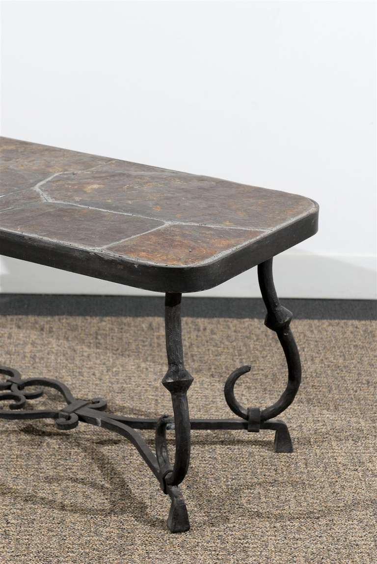 Coffee Table with Inlaid Slate Top at 1stdibs