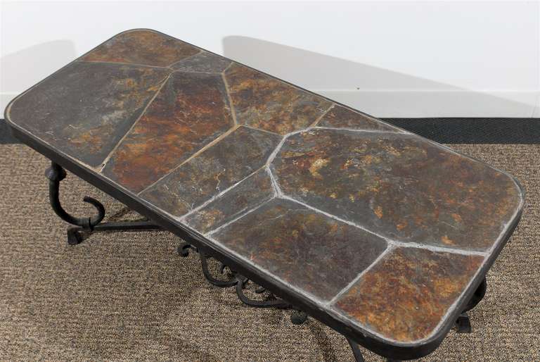 Coffee Table with Inlaid Slate Top at 1stdibs