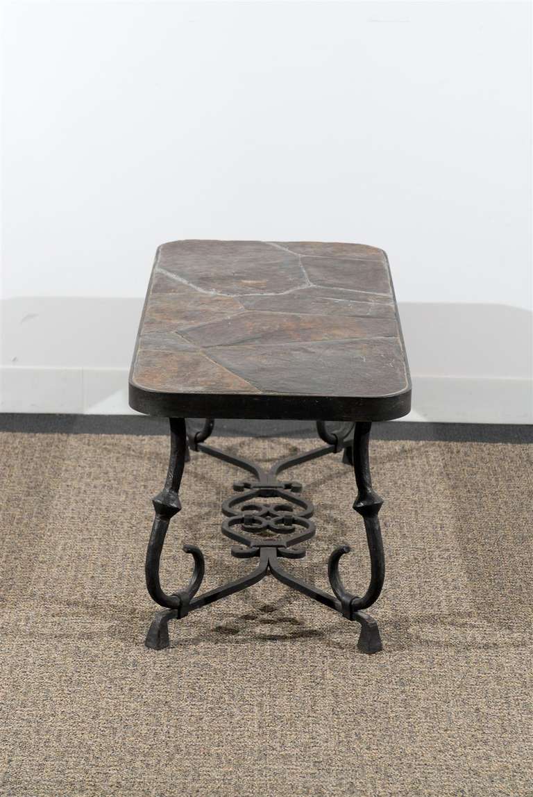 Coffee Table with Inlaid Slate Top
